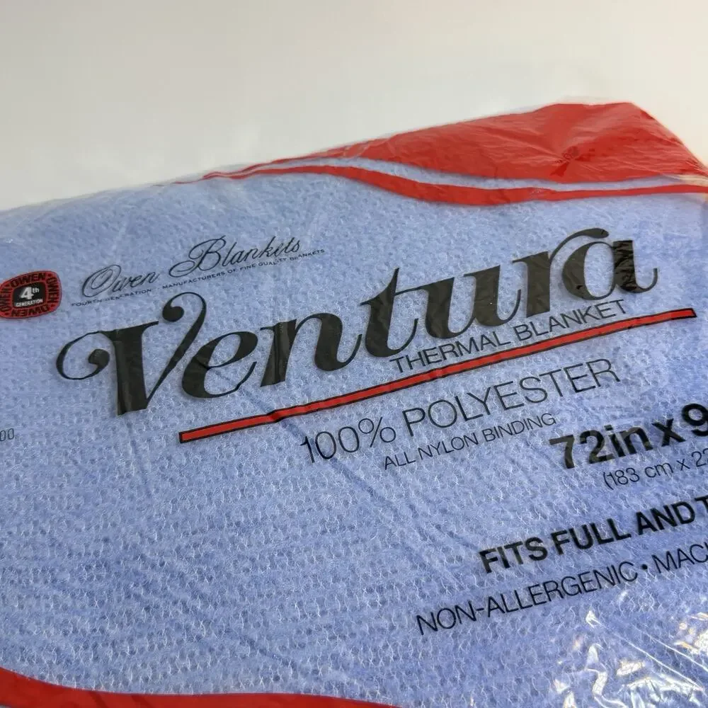 Owen Ventura Thermal Blanket Waffle Polyester Satin Trim 72x90 Blue Full Twin